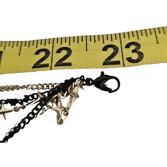 Multi-Strand, 5 Strand, Necklace, Black, Gold, Longest 23", Chain, EUC, Party - Picture 4 of 4